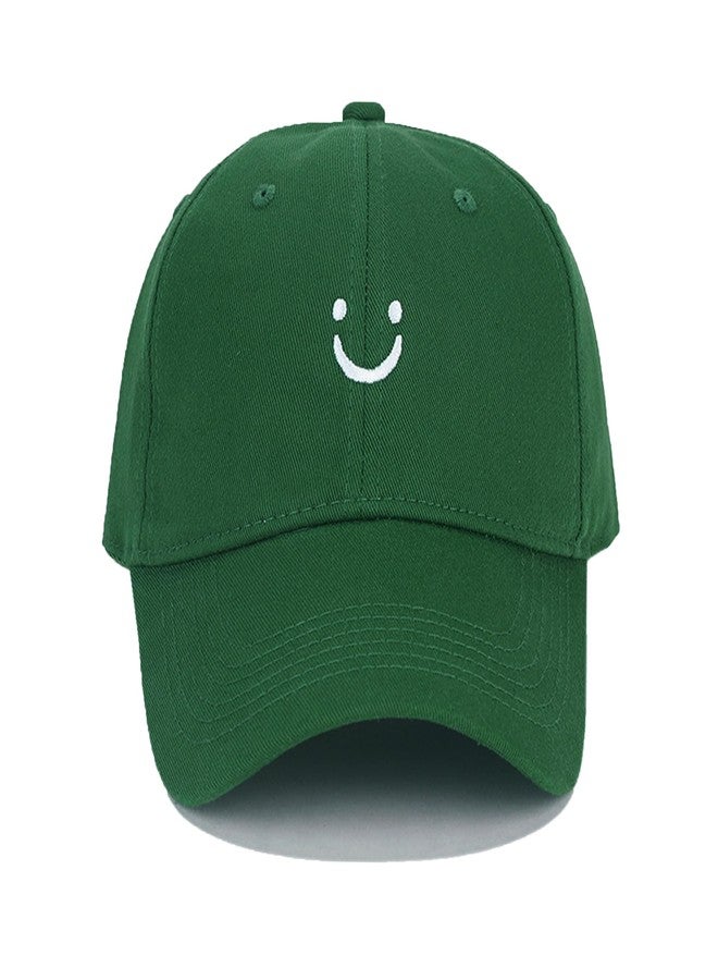 Umeepar Smile Face Baseball Cap for Women Men Adjustable Low Profile Unstructured Cotton Dad Hat (US, Alpha, One Size, Green) - Image 2